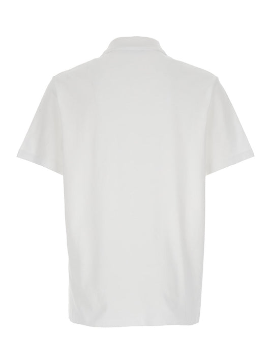 A.P.C. Men White Polo Shirt With Classic Collar And Logo Embroidery On The Front In Cotton Man