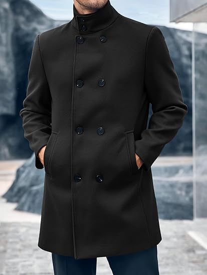 Runcati Mens Mid Long Trench Coat