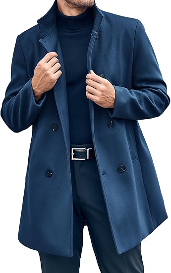 Runcati Mens Mid Long Trench Coat